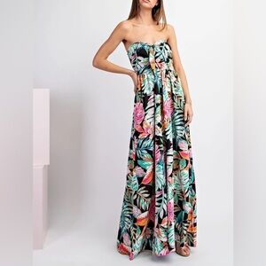 Eesome Black Floral Halter Jumpsuit